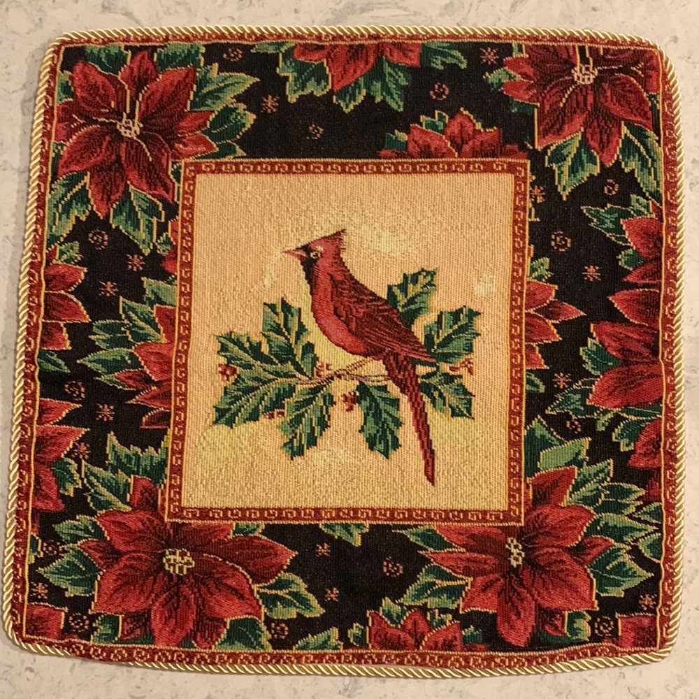 Christmas Red Cardinal bird tapestry PILLOWCOVER 18”